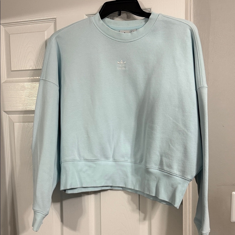 Adidas Women's Light Blue Crew Neck Sweater